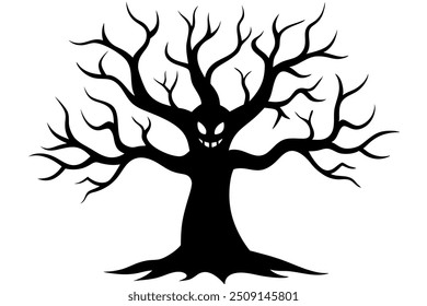 A cute halloween tree silhouette illustration