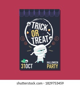 Cute Halloween trick or treat. Flat vector illustration. Great for party invitations, banners, decorations, kids and games. 