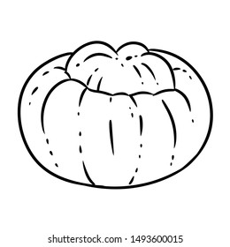 Cute halloween turban pumpkin doodle. Isolated on white background illustration