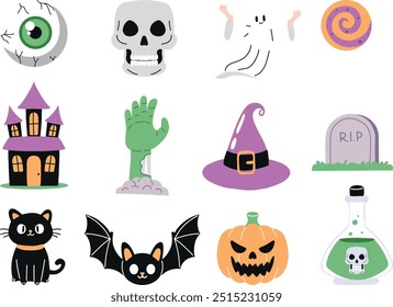 Cute Halloween Vector Hand Drawn Illustration Clipart