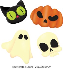 Cute Halloween vector illustration with 3D effect