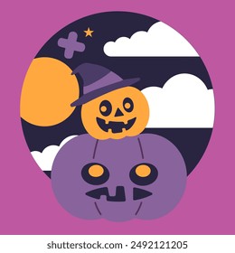 cute Halloween vector illustration jack-o-lantern