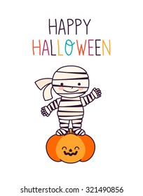Cute Halloween vector mummy