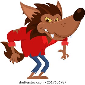 Cute Halloween Werewolf Cartoon Character. Vector Illustration Flat Design Isolated On Transparent Background