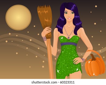 Cute halloween witch
