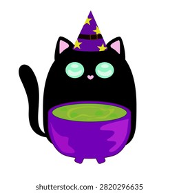 Cute Halloween witch cat
