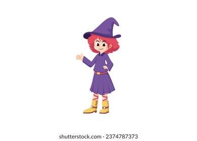 Cute Halloween Witch Character Design Illustration