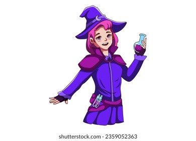 Cute Halloween Witch Character Illustration