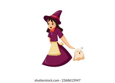 Cute Halloween Witch Character Illustration