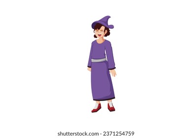 Cute Halloween Witch Character Illustration