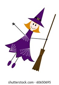 cute Halloween witch drawn in childish manner