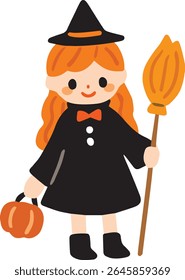 Cute Halloween witch hand-drawn illustration