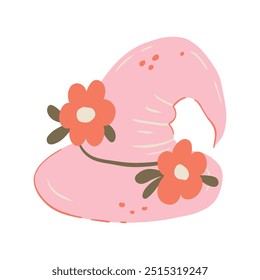 Cute Halloween Witch Hat. Retro hand drawn Autumn Isolated stickers