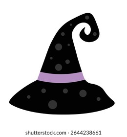 Cute Halloween Witch Hat Vector Illustration. Magic Hat for Halloween Design. Halloween Hat Clipart