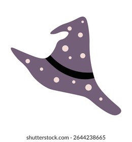 Cute Halloween Witch Hat Vector Illustration. Magic Hat for Halloween Design. Halloween Hat Clipart