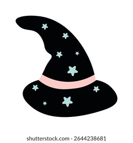 Cute Halloween Witch Hat Vector Illustration. Magic Hat for Halloween Design. Halloween Hat Clipart