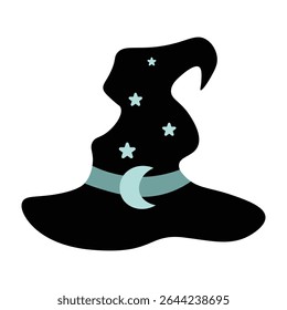 Cute Halloween Witch Hat Vector Illustration. Magic Hat for Halloween Design. Halloween Hat Clipart