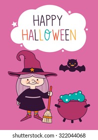 Cute Halloween witch illustration
