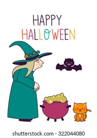 Cute Halloween witch illustration