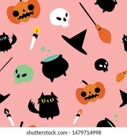 Cute halloween witch seamless pattern