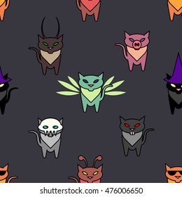 Cute Hallowen cats on the grat background