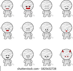 Cute hallowen mummy vector set. Suitable for use as stickers or social media