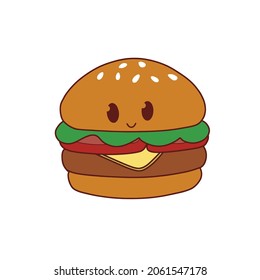 Cute hamberger cartoon clip art vector illustration.
