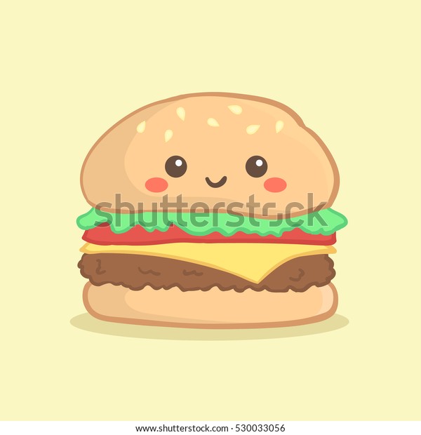 かわいいハンバーガーベクターイラスト漫画 のベクター画像素材 ロイヤリティフリー 530033056