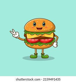 Caricatura de hamburguesa. Ilustración del vector