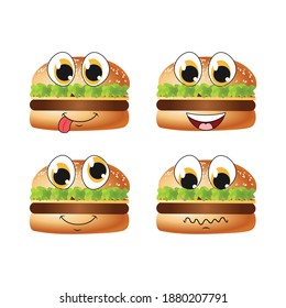 cute hamburger cartoon, simple vector illustration