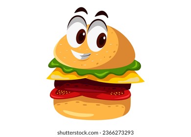 Cute Hamburger Character Design Illustration