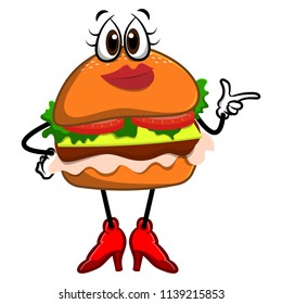 Cute Hamburger Characters Cartoon Vector