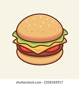 Vector de comida rápida de hamburguesa corta Ilustración