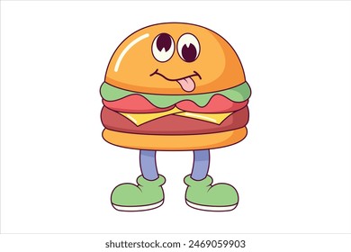 Lindo diseño de pegatina plana de hamburguesa