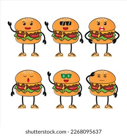 cute hamburger various activity vector illustration