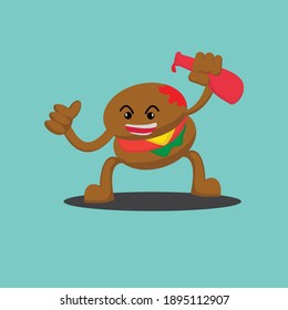 cute hamburger vector design in blue backround