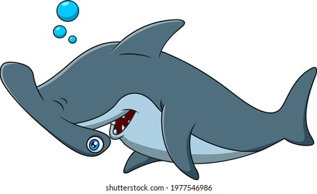Cute hammerhead shark illustration vector