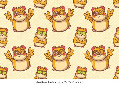 cute hamster animal character seamless pattern vector illustration