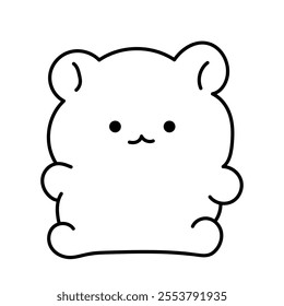 Cute hamster. Black and white illustration, hand drawn coloring.