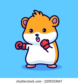 Ilustración de vector de mascota de boxeo de hámster de corte