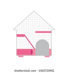 cute hamster cage on white background