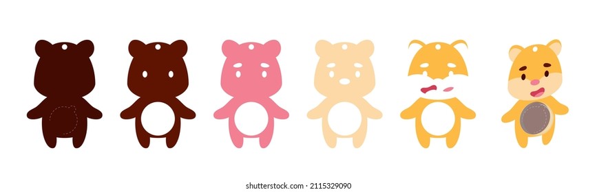Cute hamster candy ornament. Layered paper decoration treat holder for dome. Hanger for sweets, candy for birthday, baby shower, halloween, christmas. Print, cut out, glue. Vector stock illustration