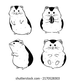 Cute-Hamster-Cartoon-Kollektion mit Doodles oder handgezeichnet