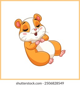 cute hamster cartoon is fast asleep.