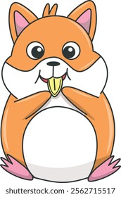 Cute hamster cartoon. Flat vector illustration. Wild life animals. Cute animal on white background