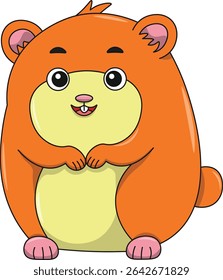 Cute hamster cartoon. Flat vector illustration. Wild life animals. Cute animal on white background
