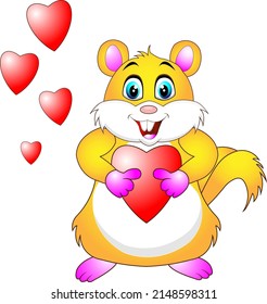 Cute Hamster Cartoon with hearts
