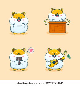 cute hamster cartoon illustration set