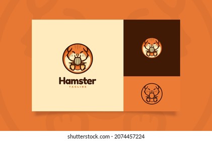 Cute Hamster Cartoon Logo Illustration Circle Stock Vector (royalty 