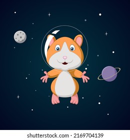 Cute hamster cartoon in outer space